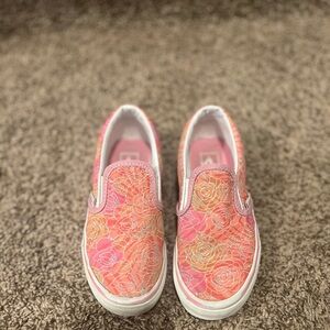 Floral Slip-On Kids Shoes - Pink and Orange